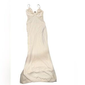 VENUS Crochet Inset Knit Maxi Boho Dress – Cream Medium